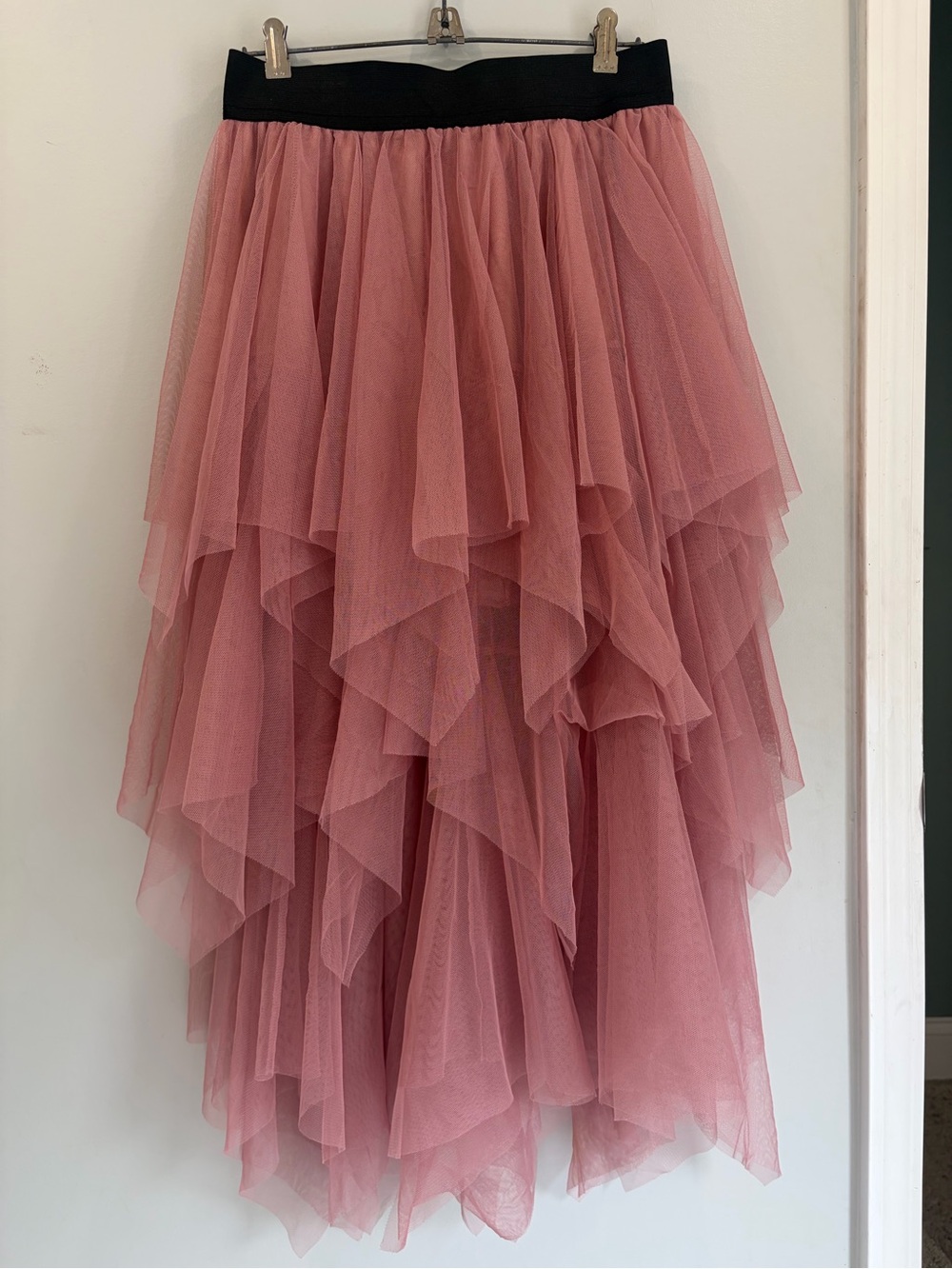 Balletcore Romantic Feminine Layered Tulle Skirt in Dusty Rose w/ Elastic Waist